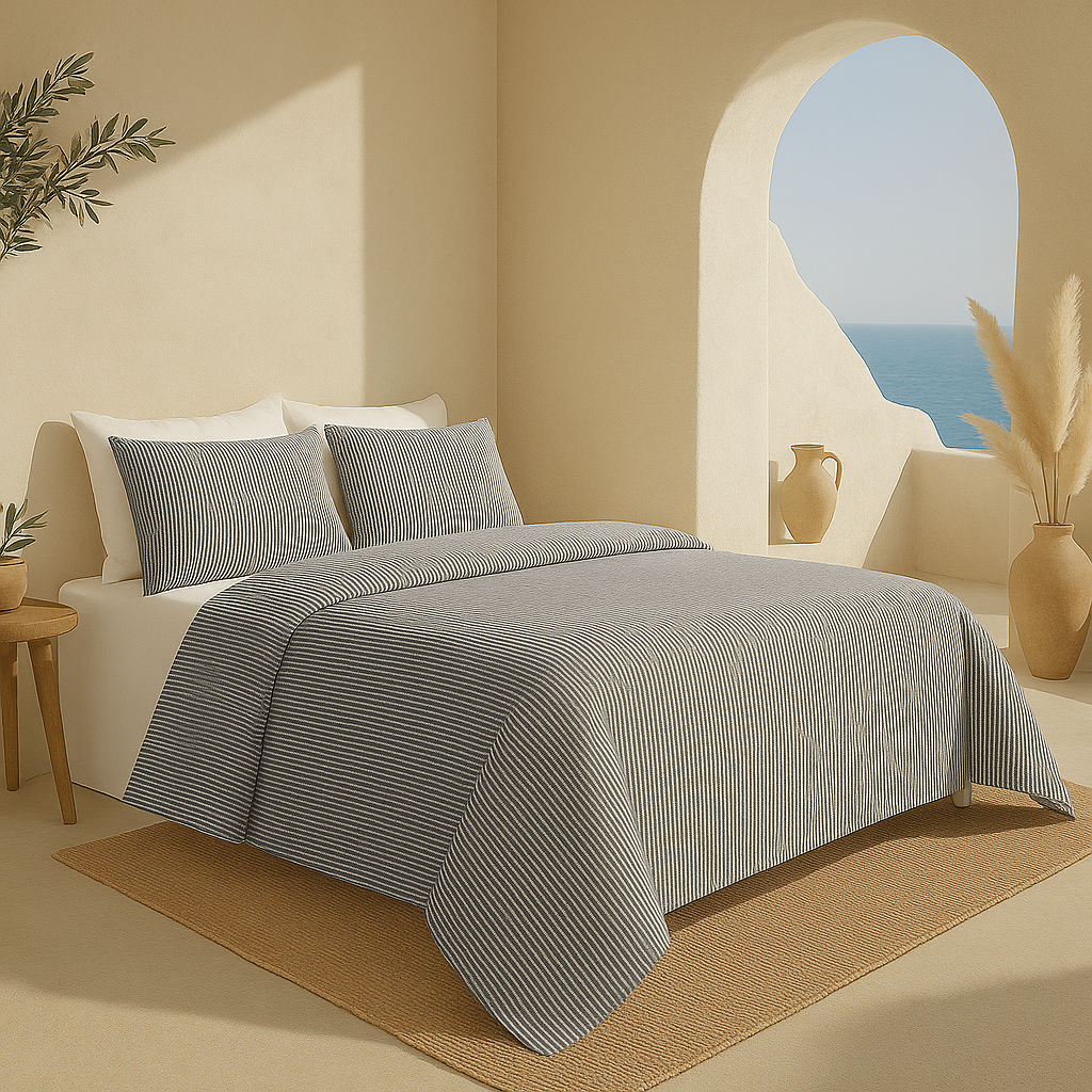 Striped Noir Bamboo Bedding Set