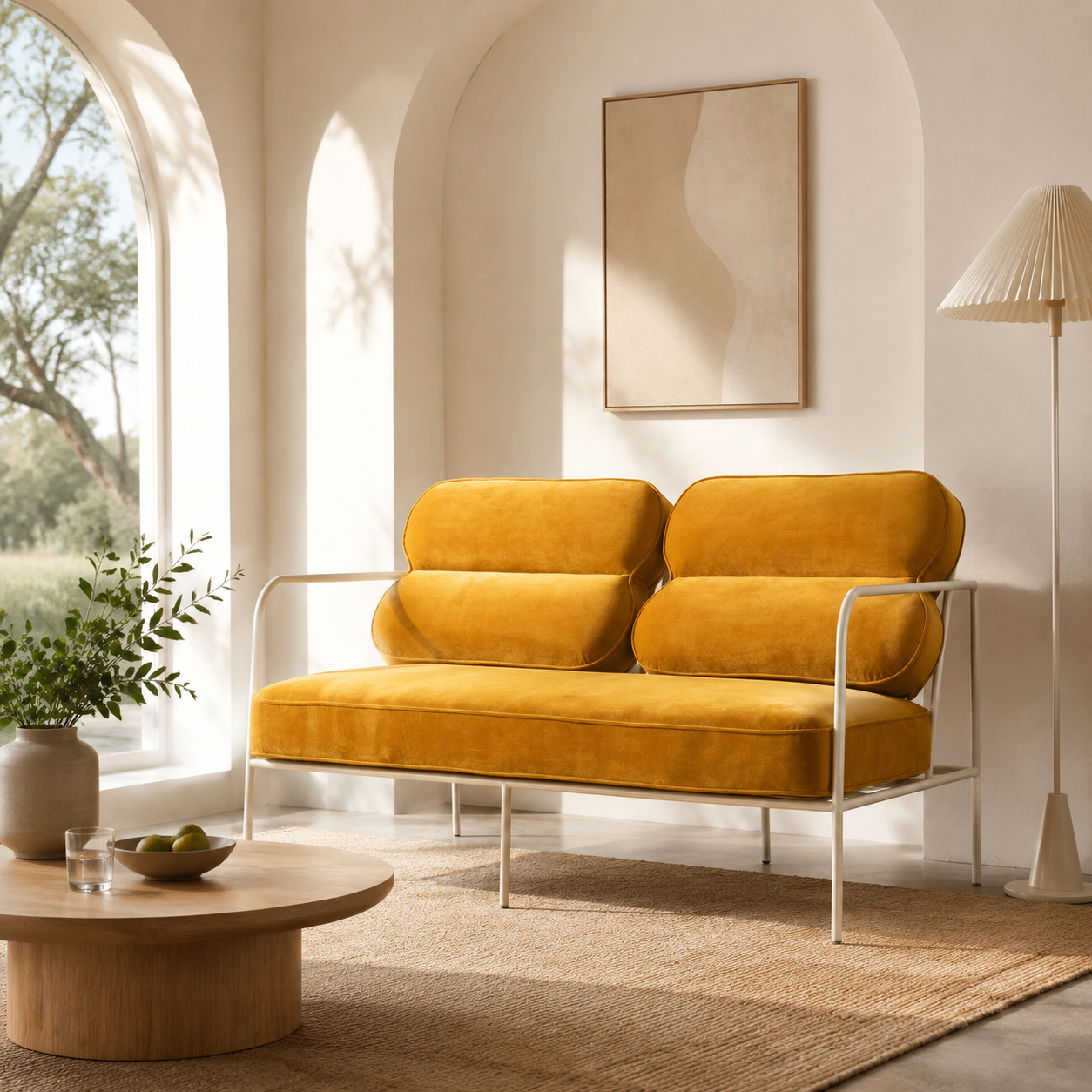 Solano Sofa — Two Seater in Metal frame with outdoor paint + solid foam · indoor/outdoor