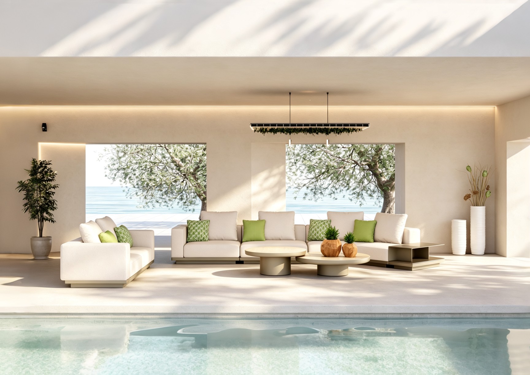 Modular Sofa — Indoor/Outdoor in Aluminum frame + acrylic fabric + foam + aluminum feet + polyester fiber back cushions (pillow not included)