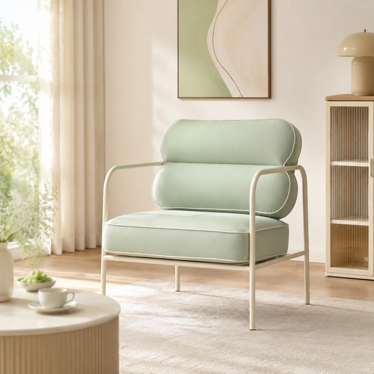 Sena Lounge Chair — One Seater Sofa in Metal frame with outdoor paint + solid foam · indoor/outdoor
