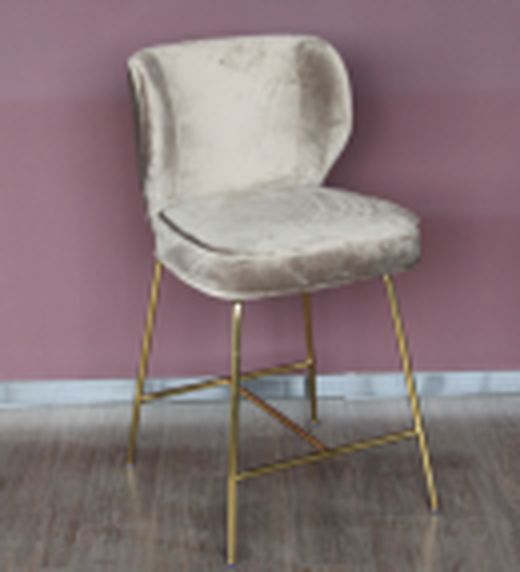 Indoor Bar Stool — Velvet in LVL plywood frame + solid foam + stainless steel metal legs