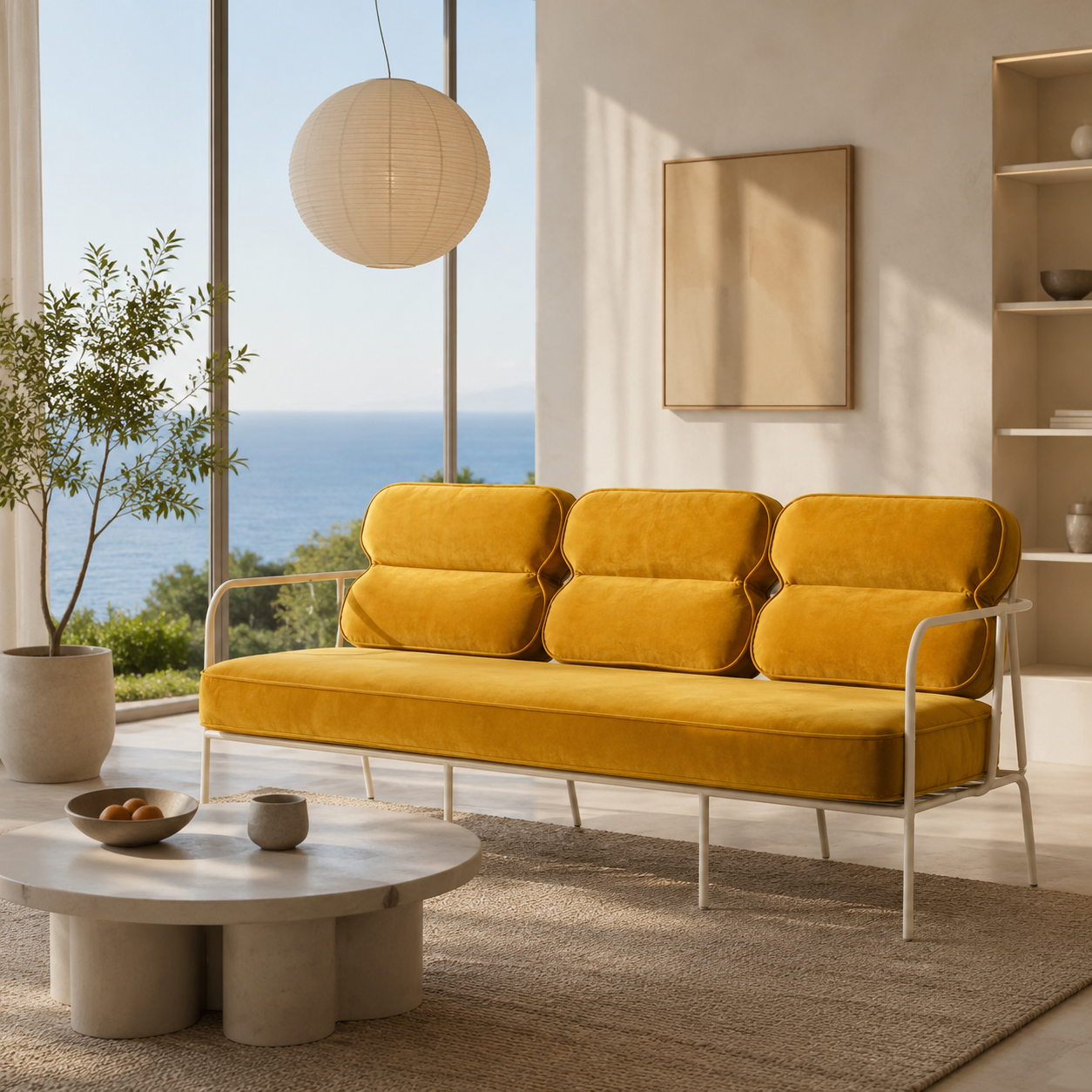 Solano Sofa — Three Seater in Metal frame with outdoor paint + solid foam · indoor/outdoor