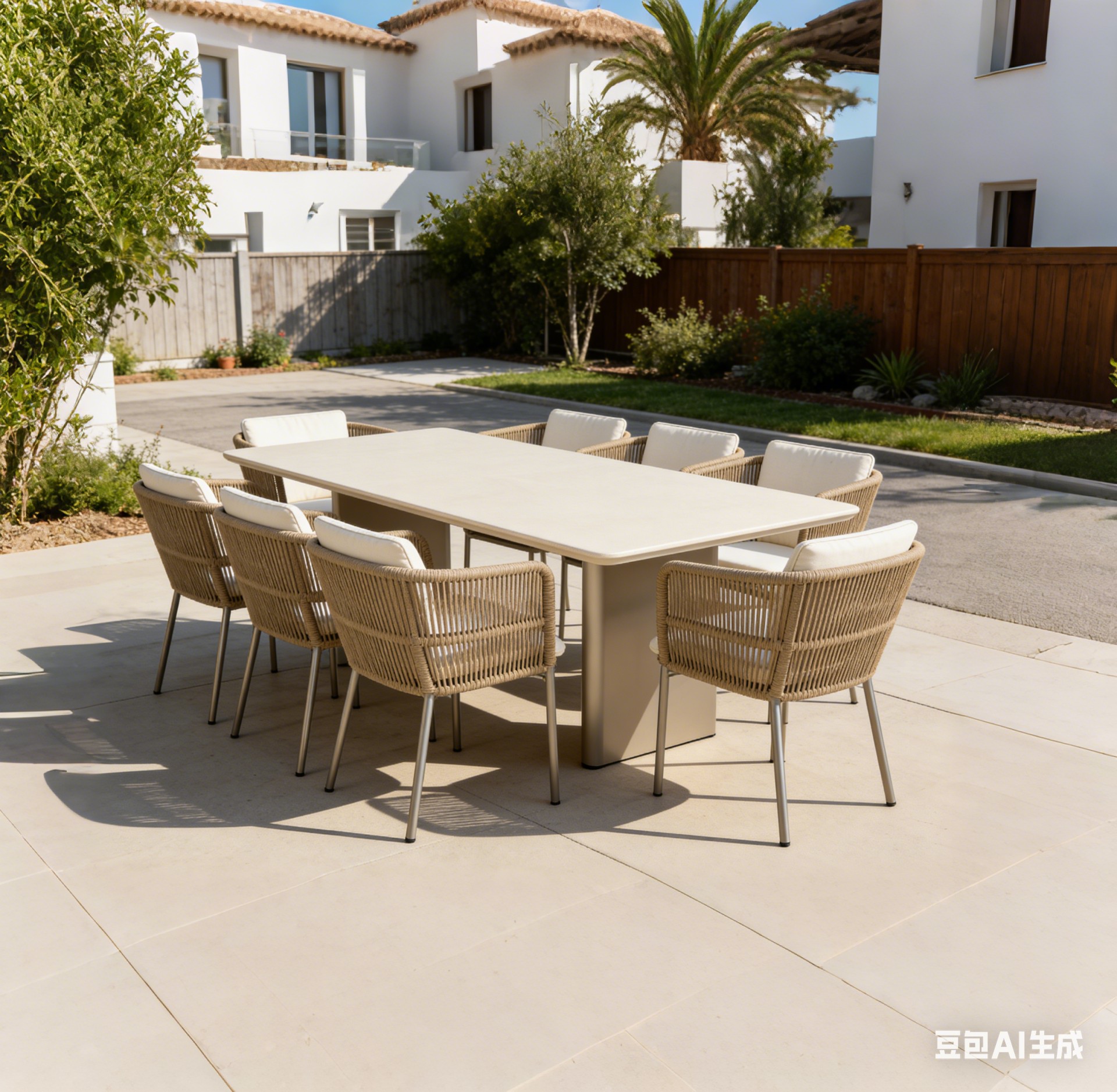 Dining Table — Indoor/Outdoor, Large in Aluminum frame + sintered stone for table top