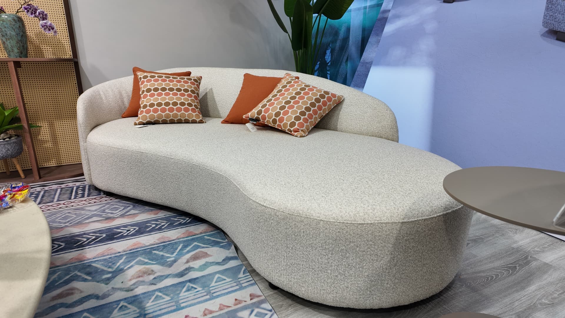 Curved Sofa — Indoor/Outdoor in Plywood frame + fabric + solid foam + plastic legs