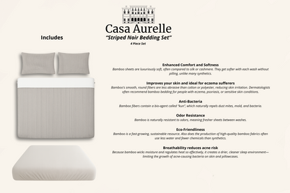 Striped Noir Bamboo Bedding Set